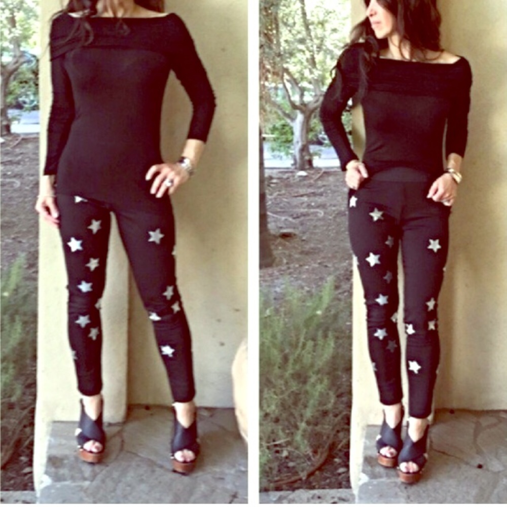 {Shine out} NWOT gorgeous silver star leggings!